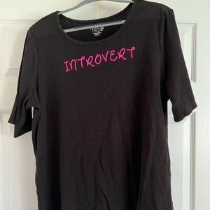 xxl time and true black tshirt with Introvert vinyl lettering on it.